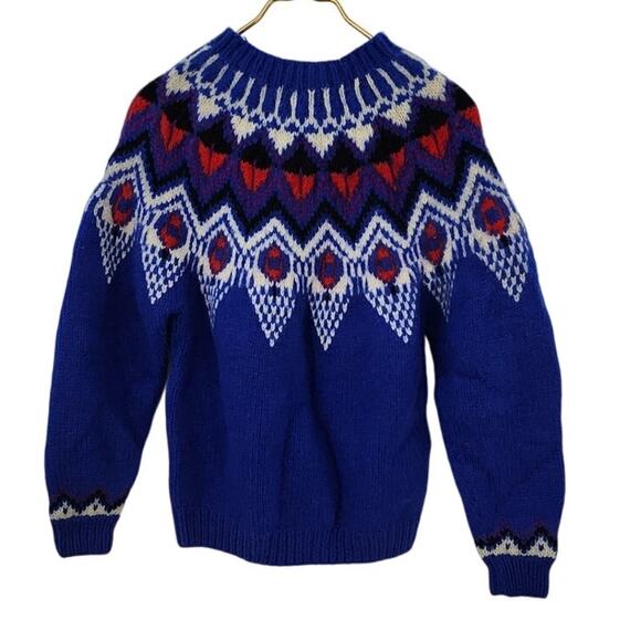Vintage Marsh Landing Fair Isle Sweater 100% Shetland Wool Sweater Medium - Picture 1 of 6